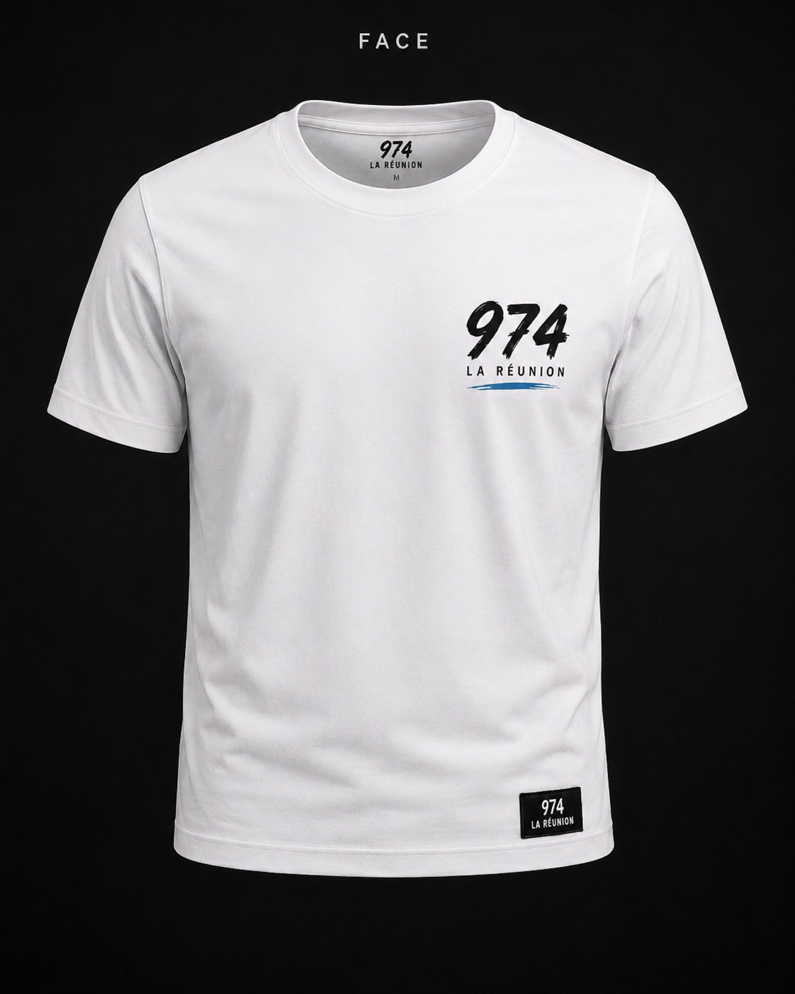 T-shirt 974 Blanc Minimal face