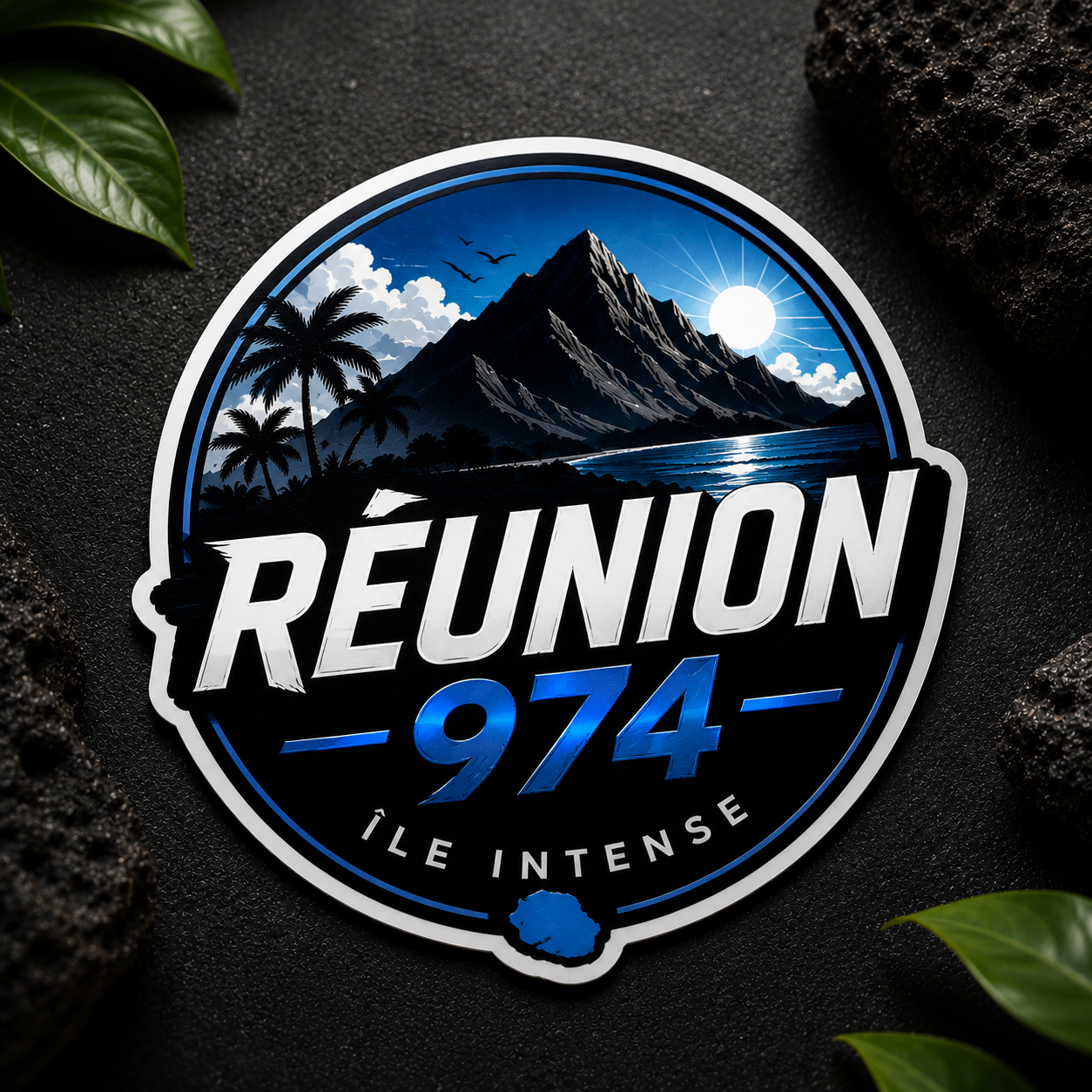 Sticker Réunion 974 Bleu