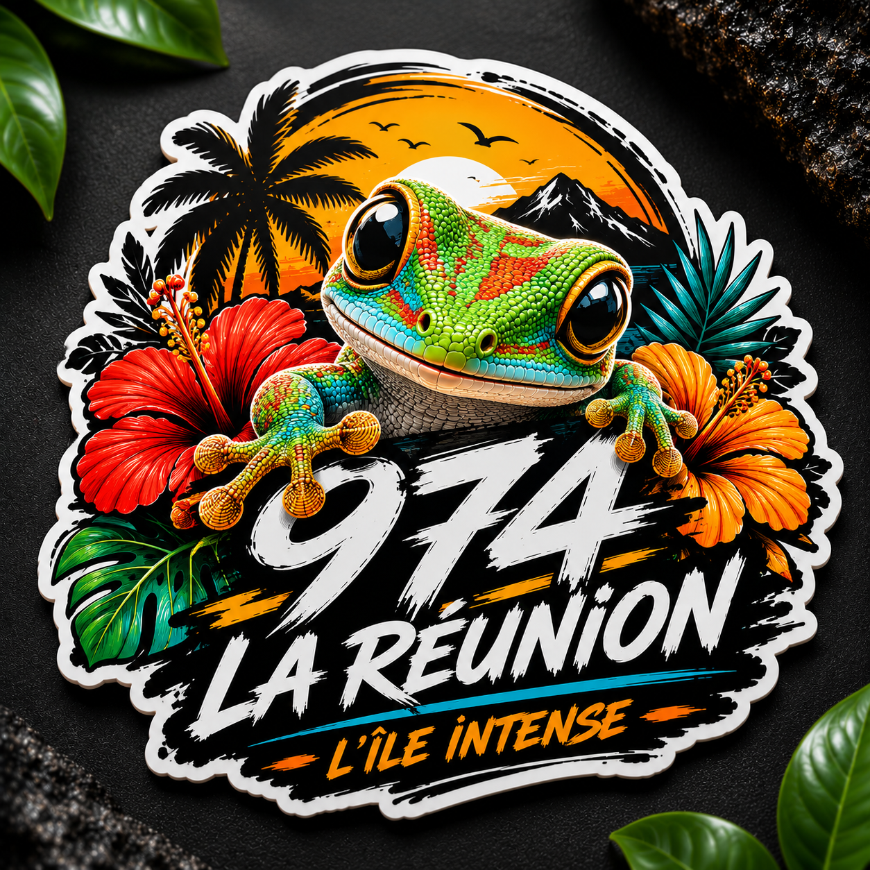 Sticker Gecko 974 tropical