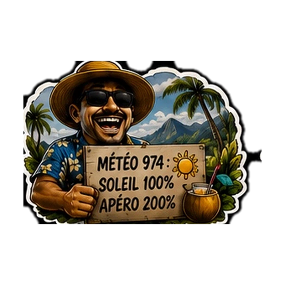 Sticker Humour 974 — Meteo 974
