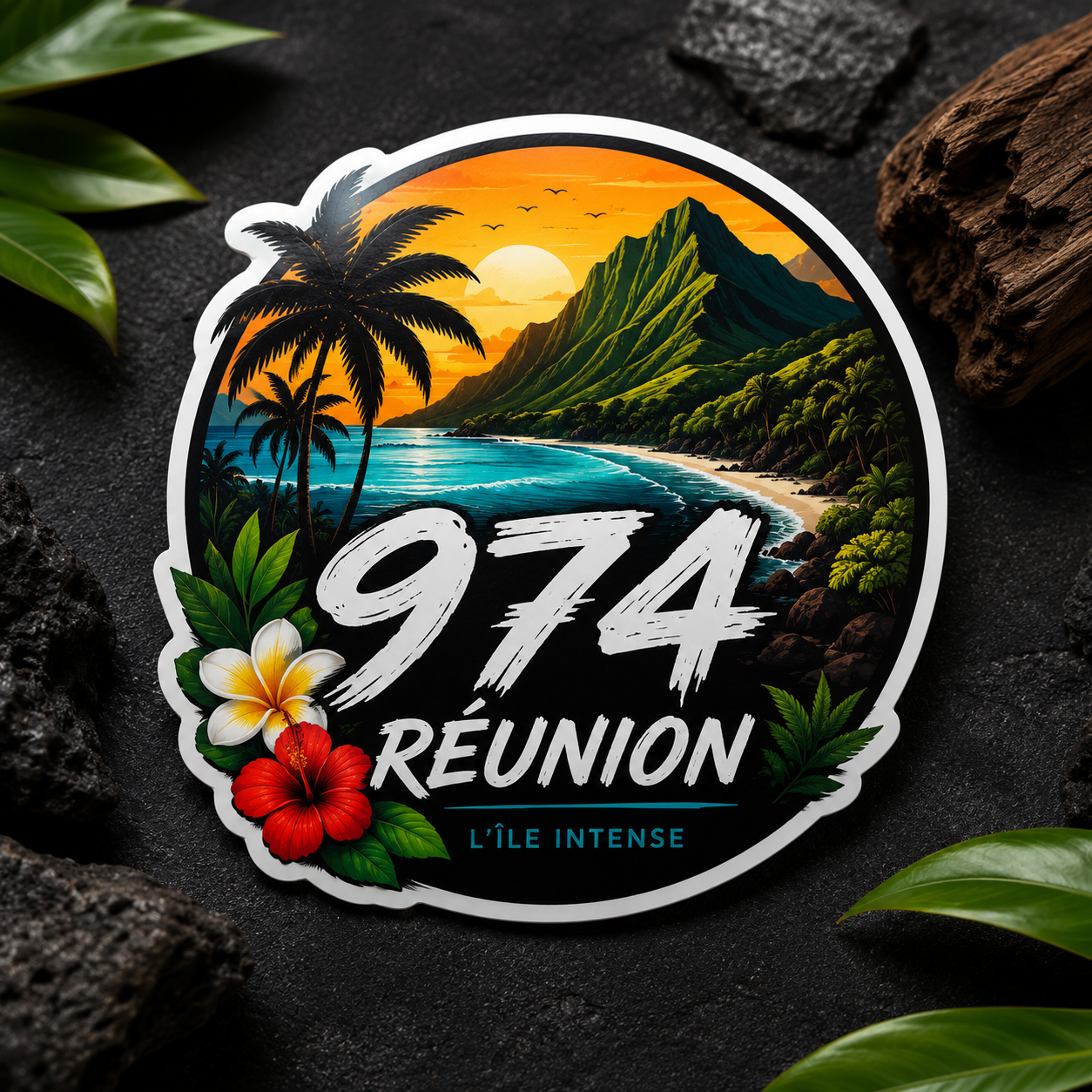 Sticker 974 Réunion Lagon vinyle premium