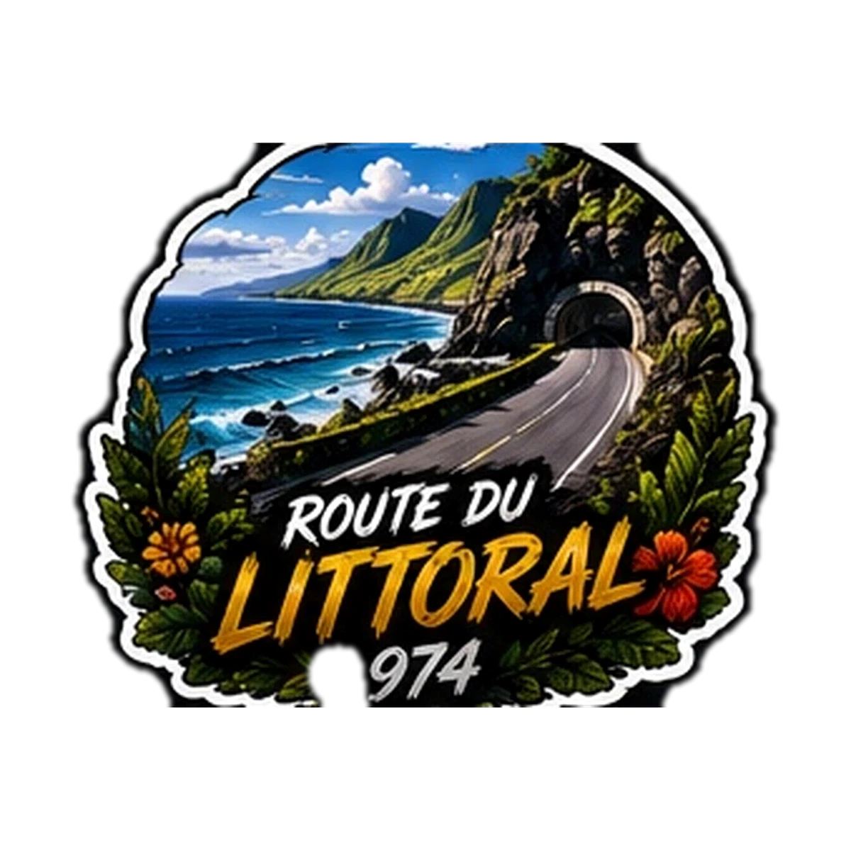Sticker Auto / Moto 974 — Route Du Littoral