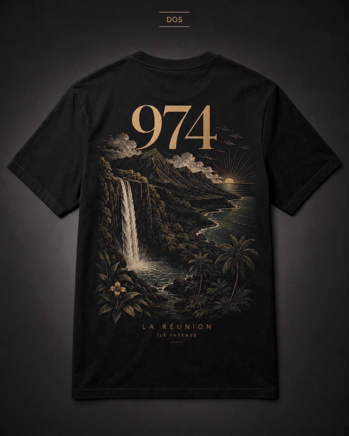 T-shirt 974 Volcan et Cascade dos