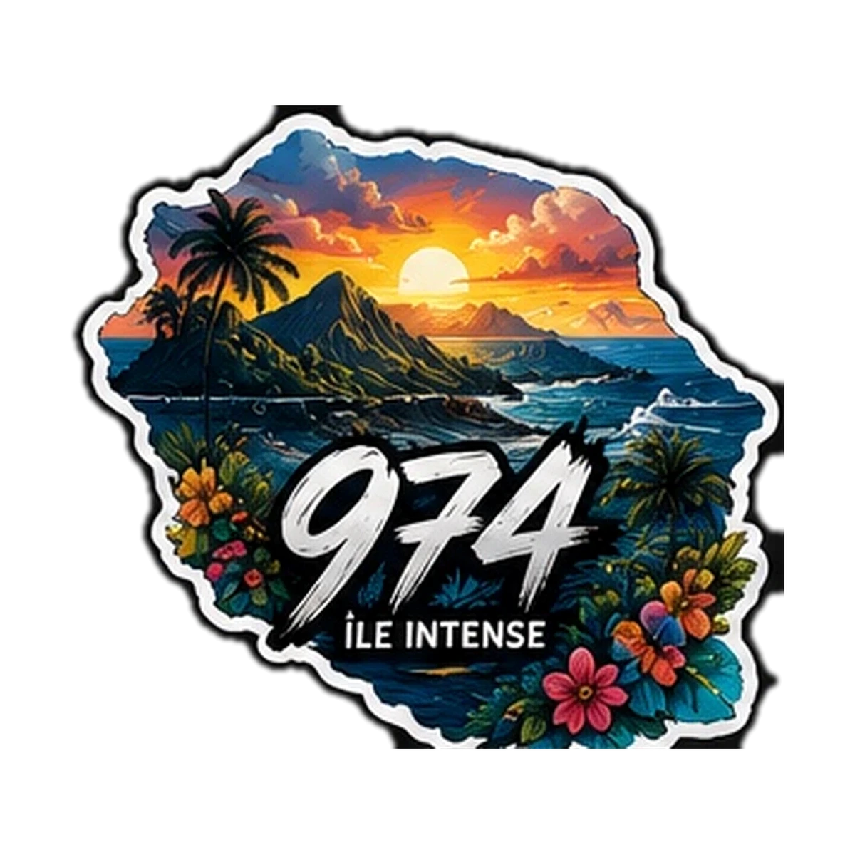 Sticker 974 Vibes — Carte Reunion