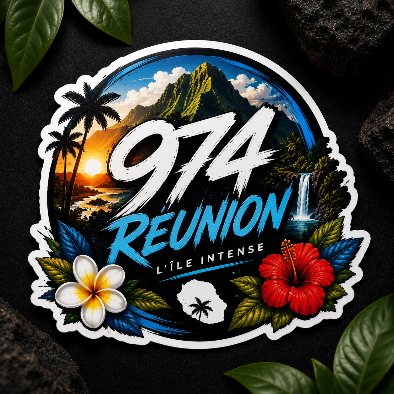 Sticker 974 Réunion Tropical