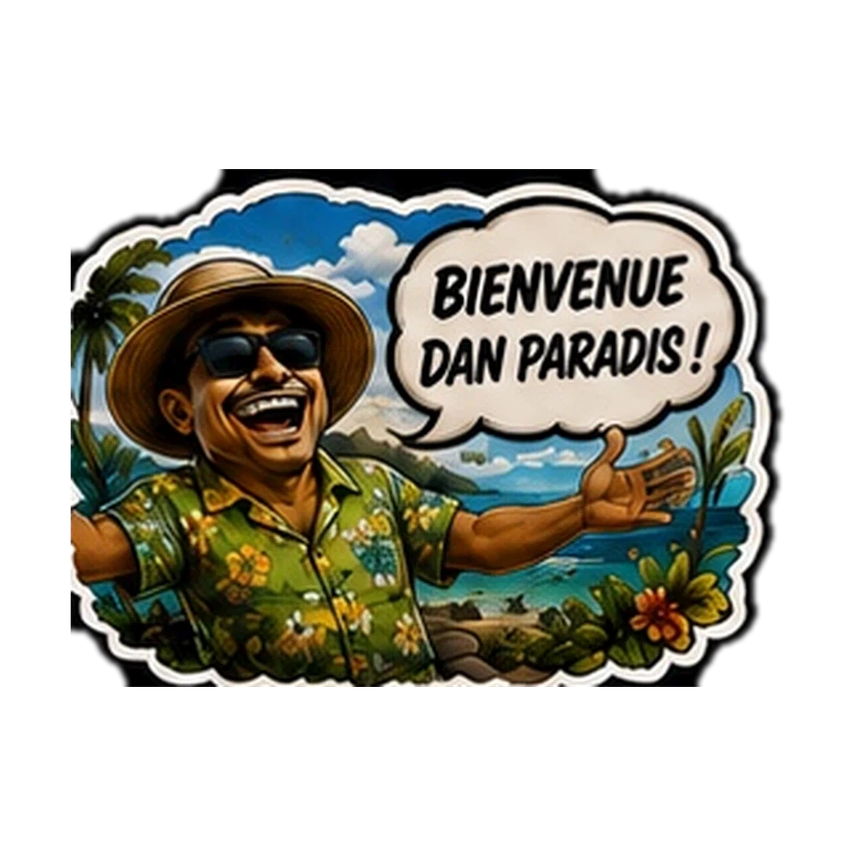 Sticker Humour 974 — Bienvenue Dan Paradis