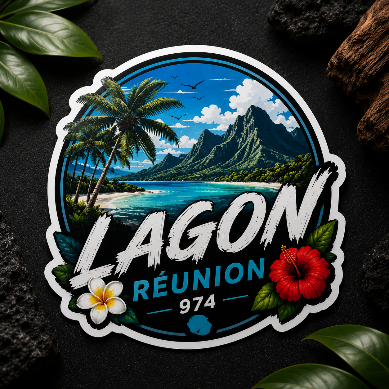 Sticker Lagon Réunion 974