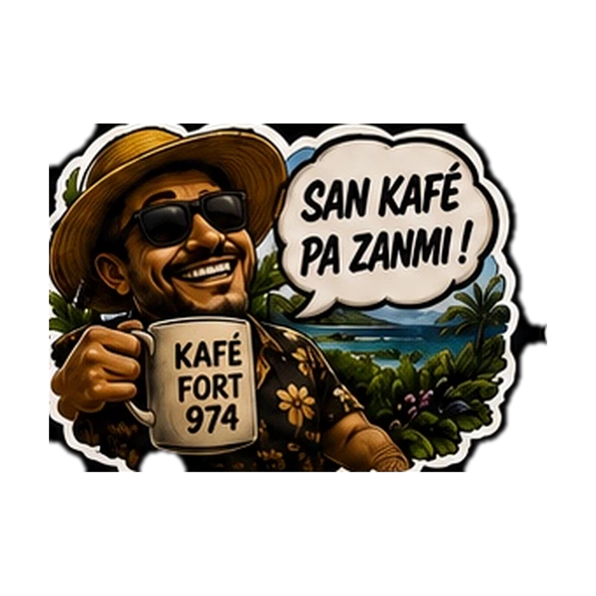 Sticker Humour 974 — San Kafe Pa Zanmi