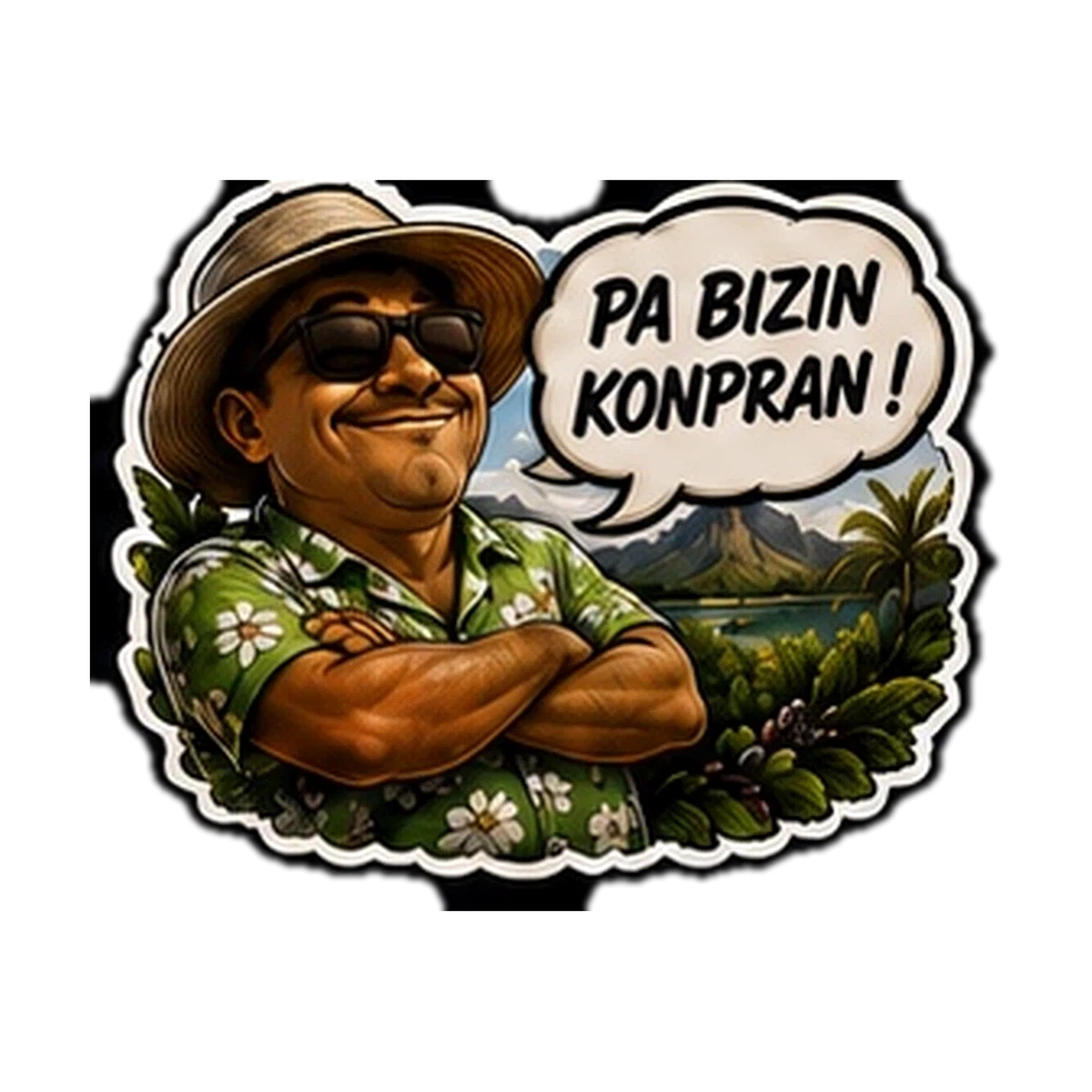 Sticker Humour 974 — Pa Bizin Konpran