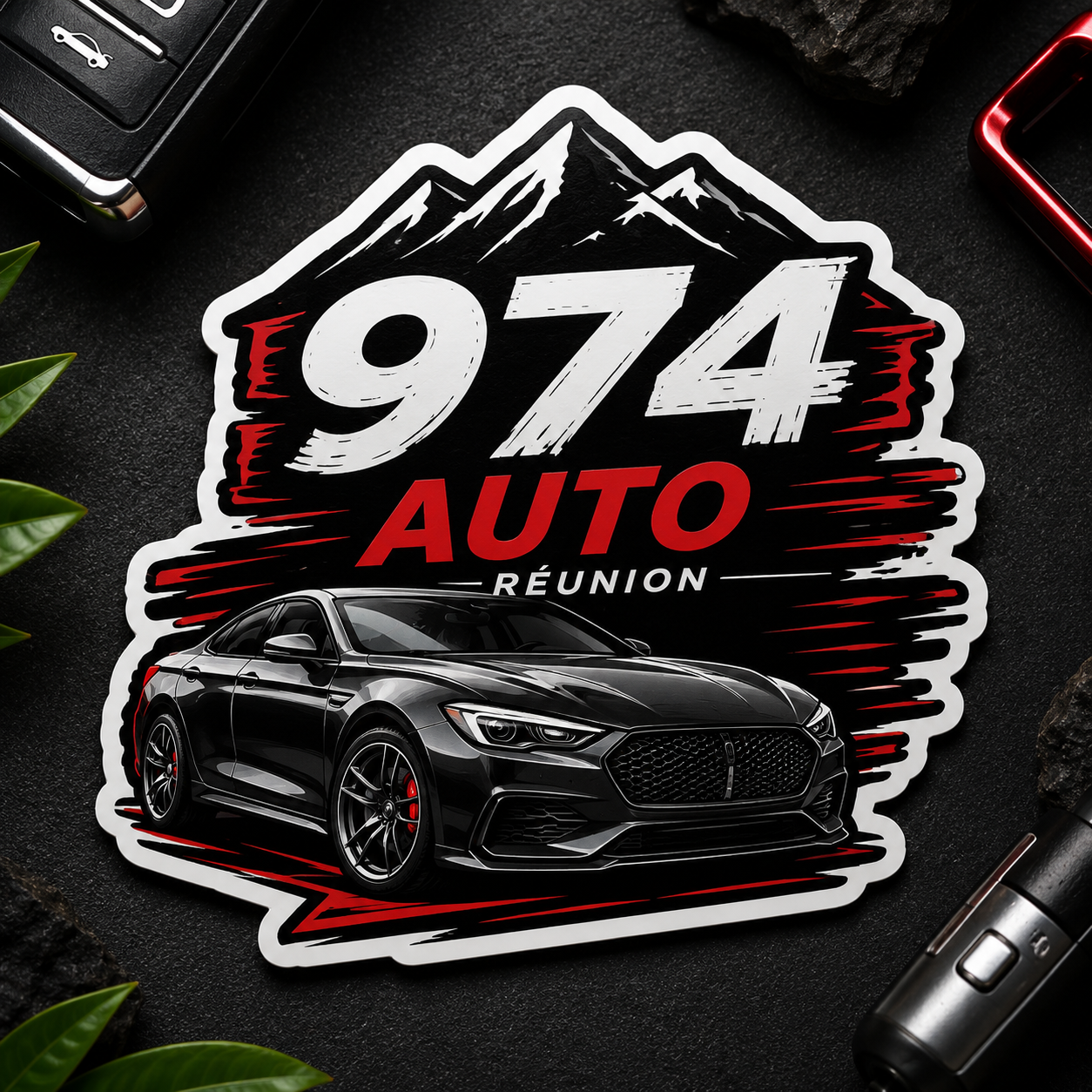 Sticker 974 Auto Réunion voiture