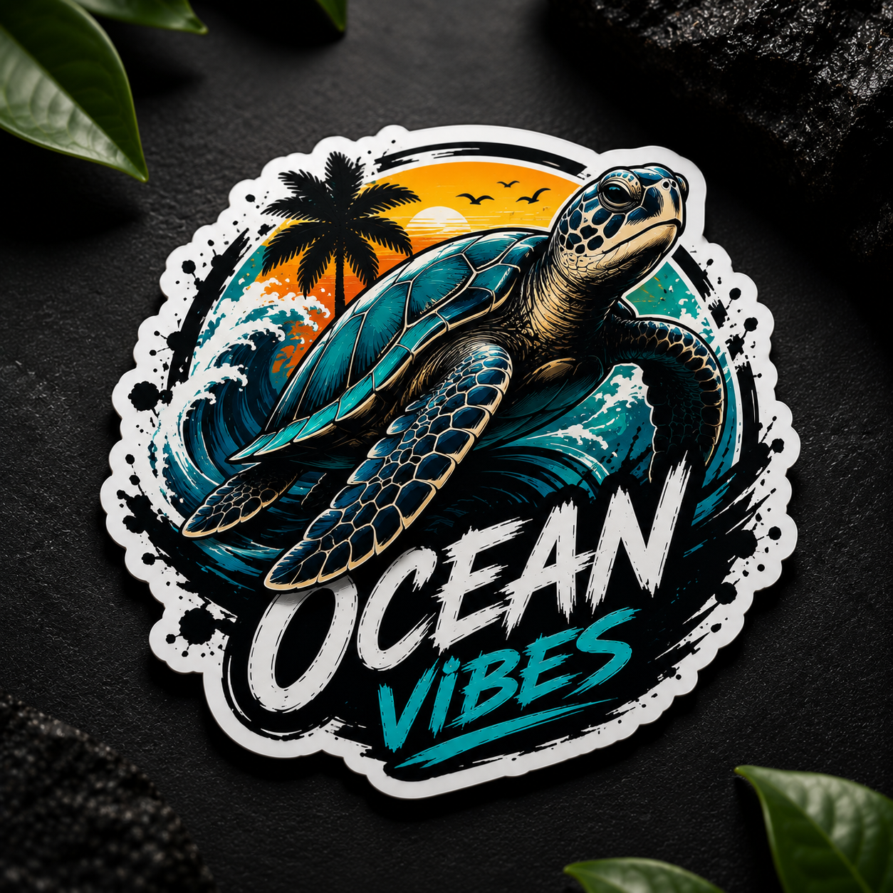 Sticker Ocean Vibes tortue marine